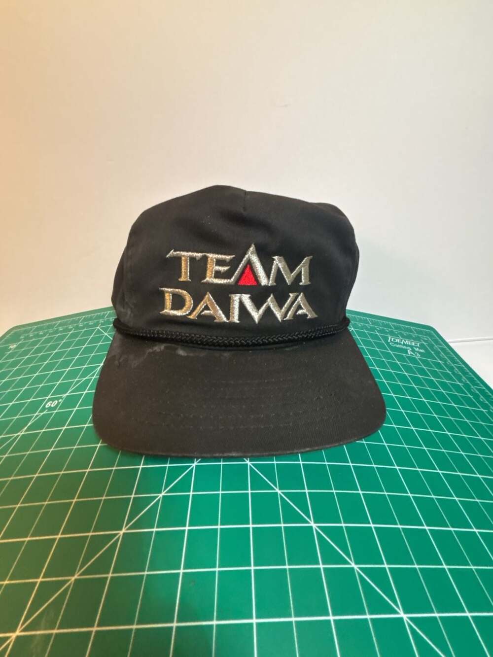 Vintage 90s Team Daiwa Fishing Snapback Hat Black Cord